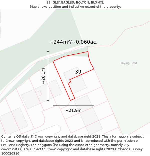 39, GLENEAGLES, BOLTON, BL3 4XL: Plot and title map