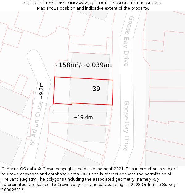 39, GOOSE BAY DRIVE KINGSWAY, QUEDGELEY, GLOUCESTER, GL2 2EU: Plot and title map