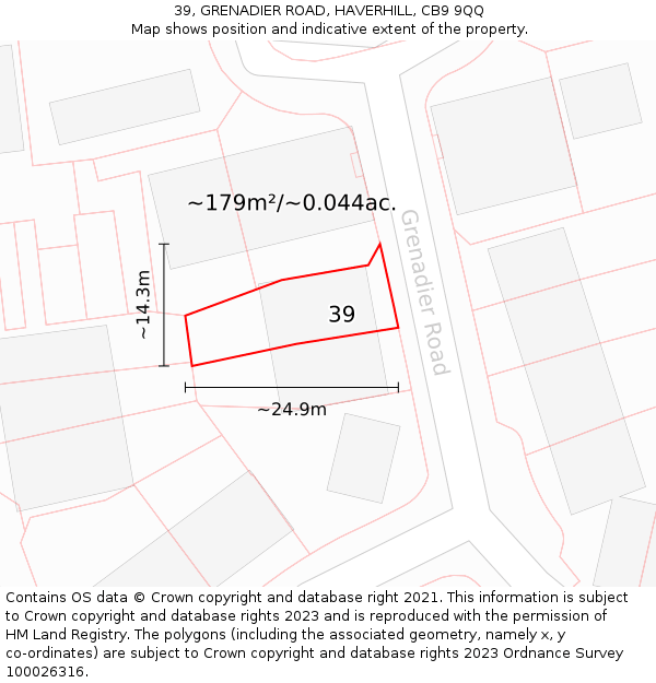 39, GRENADIER ROAD, HAVERHILL, CB9 9QQ: Plot and title map