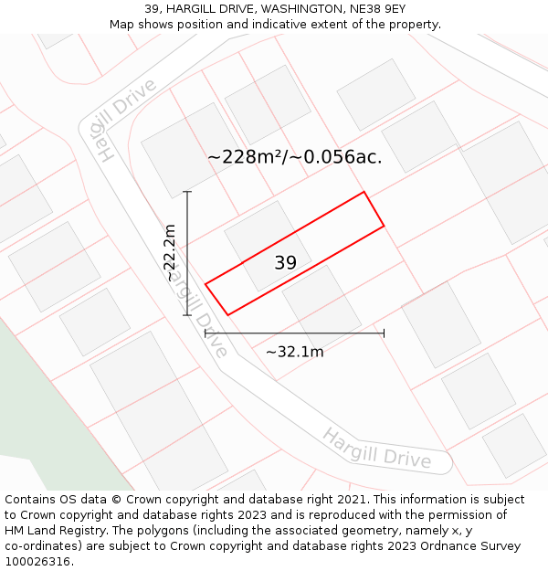 39, HARGILL DRIVE, WASHINGTON, NE38 9EY: Plot and title map