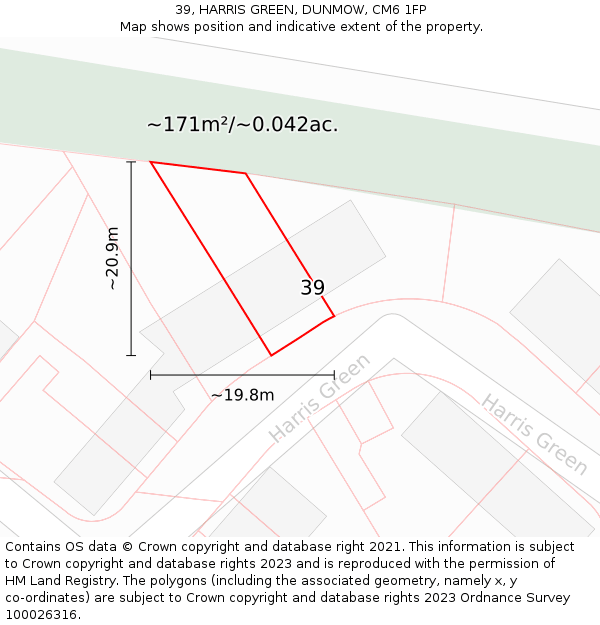 39, HARRIS GREEN, DUNMOW, CM6 1FP: Plot and title map