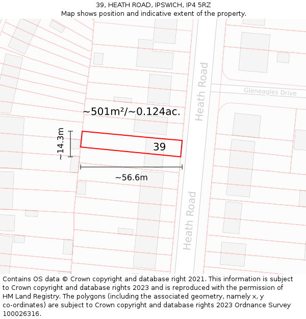 39, HEATH ROAD, IPSWICH, IP4 5RZ: Plot and title map