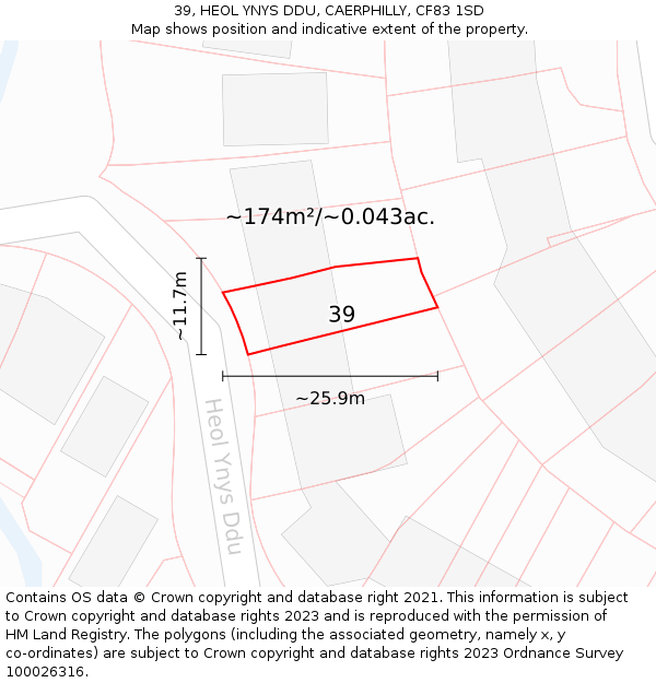 39, HEOL YNYS DDU, CAERPHILLY, CF83 1SD: Plot and title map