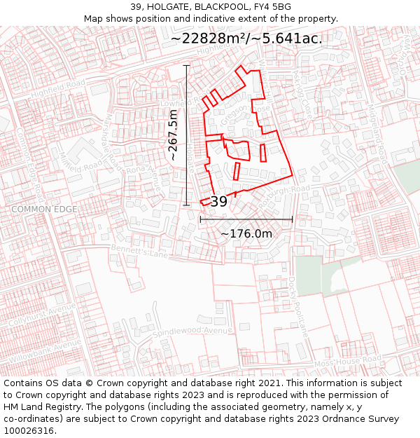 39, HOLGATE, BLACKPOOL, FY4 5BG: Plot and title map