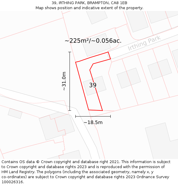 39, IRTHING PARK, BRAMPTON, CA8 1EB: Plot and title map