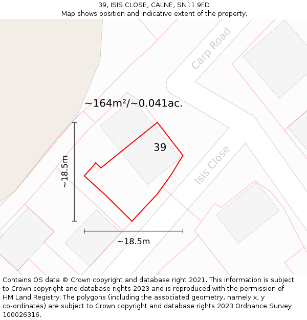 39, ISIS CLOSE, CALNE, SN11 9FD: Plot and title map