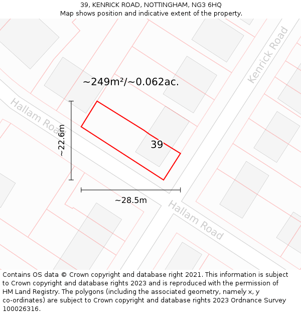 39, KENRICK ROAD, NOTTINGHAM, NG3 6HQ: Plot and title map