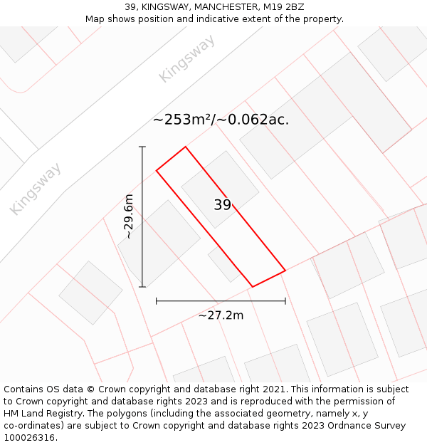 39, KINGSWAY, MANCHESTER, M19 2BZ: Plot and title map