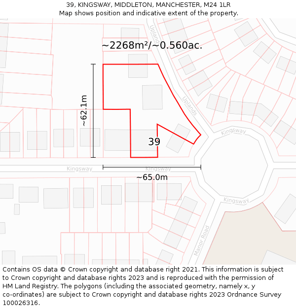 39, KINGSWAY, MIDDLETON, MANCHESTER, M24 1LR: Plot and title map