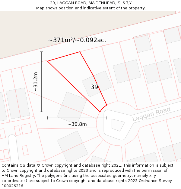 39, LAGGAN ROAD, MAIDENHEAD, SL6 7JY: Plot and title map