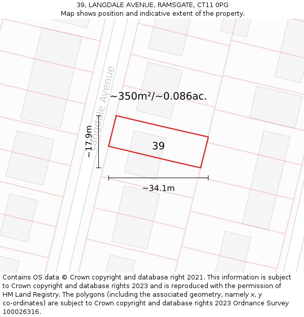 39, LANGDALE AVENUE, RAMSGATE, CT11 0PG: Plot and title map