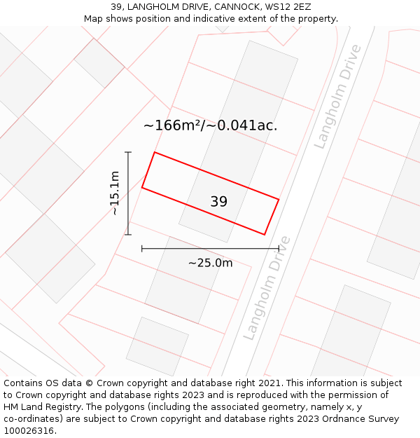 39, LANGHOLM DRIVE, CANNOCK, WS12 2EZ: Plot and title map