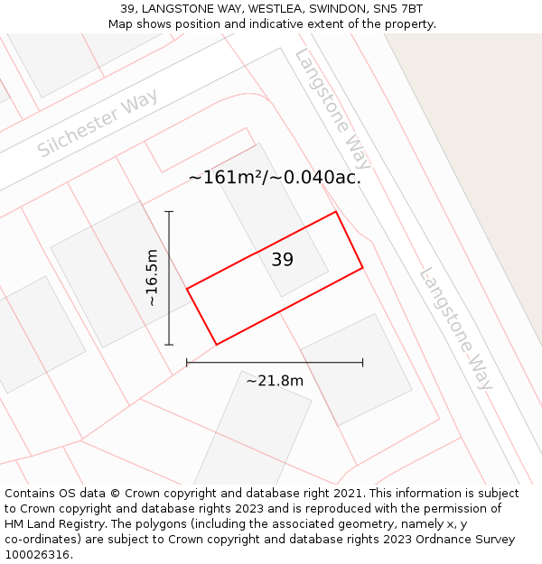 39, LANGSTONE WAY, WESTLEA, SWINDON, SN5 7BT: Plot and title map