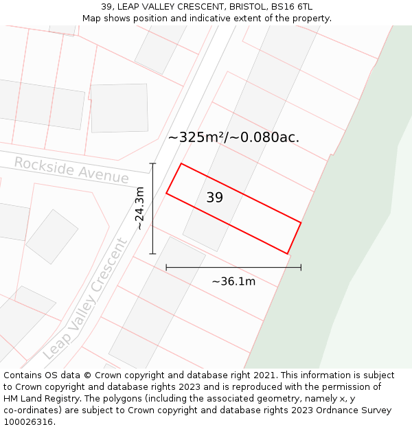 39, LEAP VALLEY CRESCENT, BRISTOL, BS16 6TL: Plot and title map