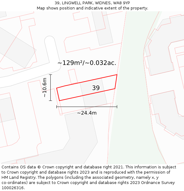 39, LINGWELL PARK, WIDNES, WA8 9YP: Plot and title map