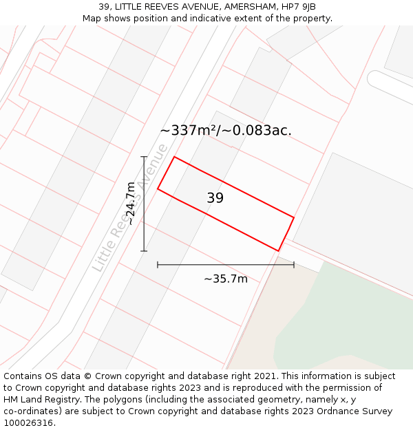 39, LITTLE REEVES AVENUE, AMERSHAM, HP7 9JB: Plot and title map