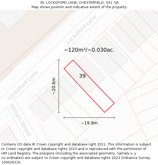 39, LOCKOFORD LANE, CHESTERFIELD, S41 7JA: Plot and title map