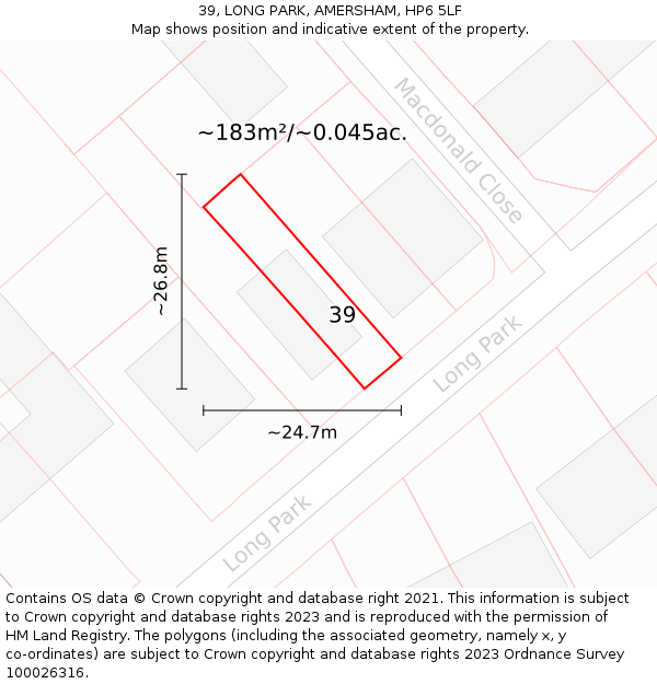 39, LONG PARK, AMERSHAM, HP6 5LF: Plot and title map