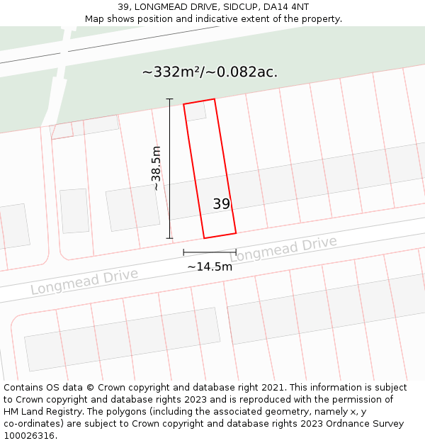 39, LONGMEAD DRIVE, SIDCUP, DA14 4NT: Plot and title map