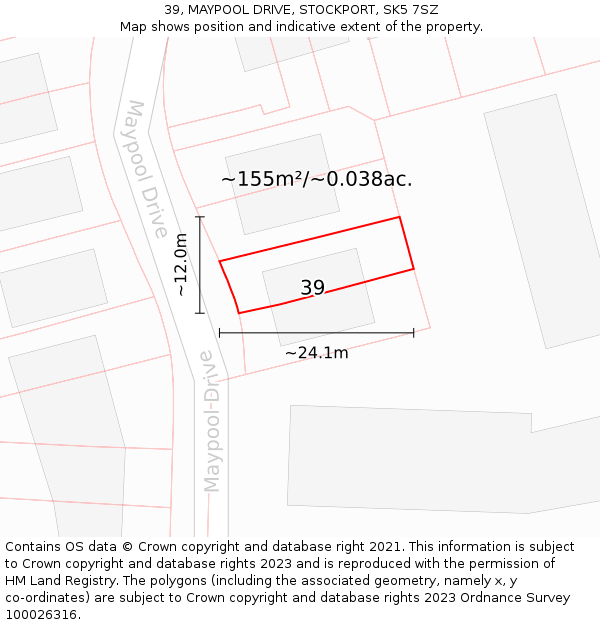 39, MAYPOOL DRIVE, STOCKPORT, SK5 7SZ: Plot and title map