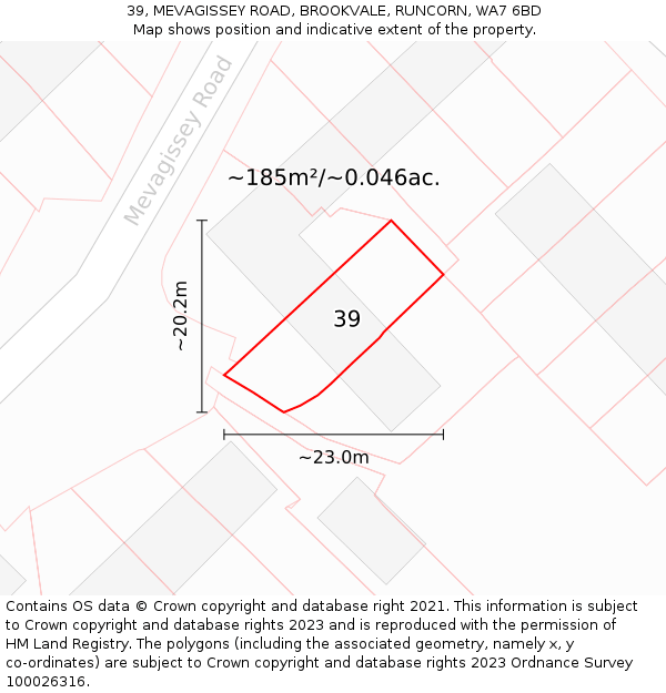 39, MEVAGISSEY ROAD, BROOKVALE, RUNCORN, WA7 6BD: Plot and title map