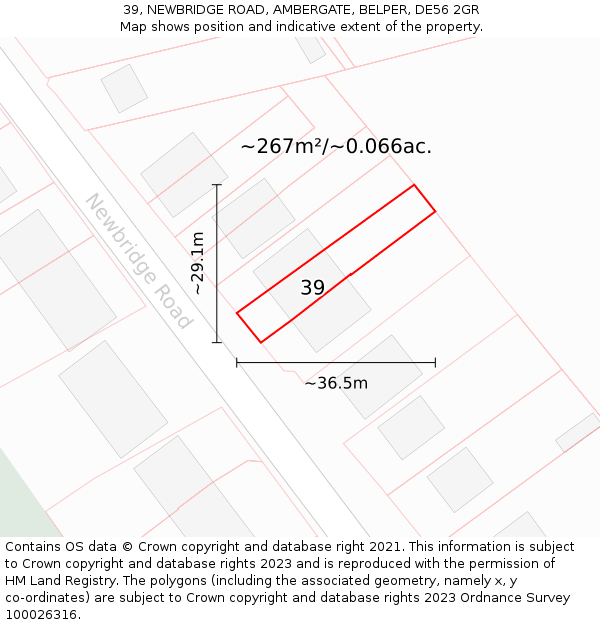 39, NEWBRIDGE ROAD, AMBERGATE, BELPER, DE56 2GR: Plot and title map