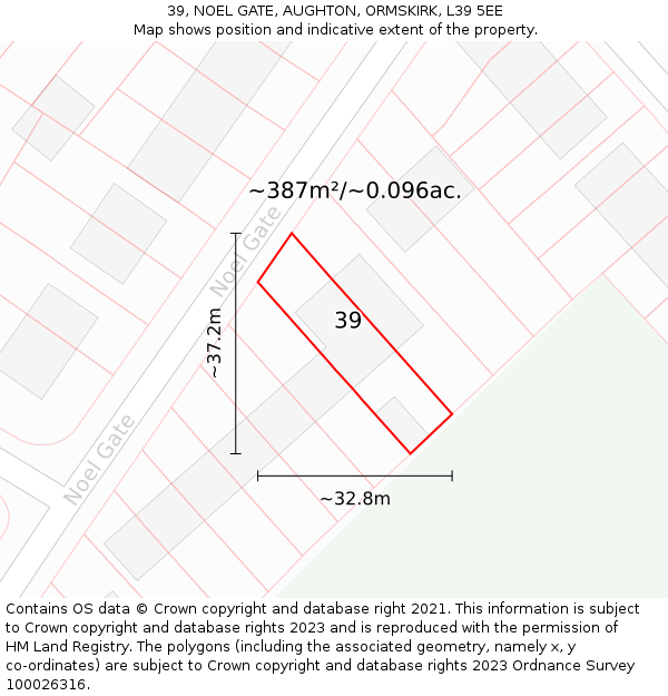 39, NOEL GATE, AUGHTON, ORMSKIRK, L39 5EE: Plot and title map