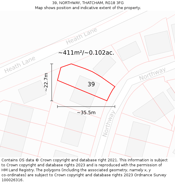 39, NORTHWAY, THATCHAM, RG18 3FG: Plot and title map