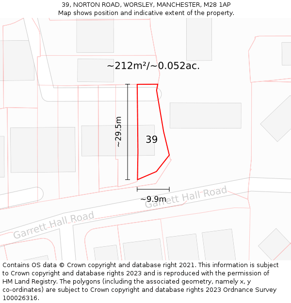 39, NORTON ROAD, WORSLEY, MANCHESTER, M28 1AP: Plot and title map