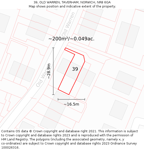 39, OLD WARREN, TAVERHAM, NORWICH, NR8 6GA: Plot and title map