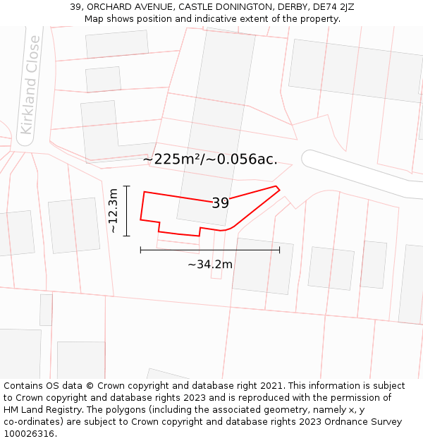 39, ORCHARD AVENUE, CASTLE DONINGTON, DERBY, DE74 2JZ: Plot and title map