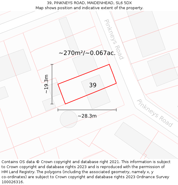 39, PINKNEYS ROAD, MAIDENHEAD, SL6 5DX: Plot and title map