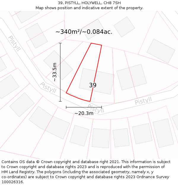 39, PISTYLL, HOLYWELL, CH8 7SH: Plot and title map