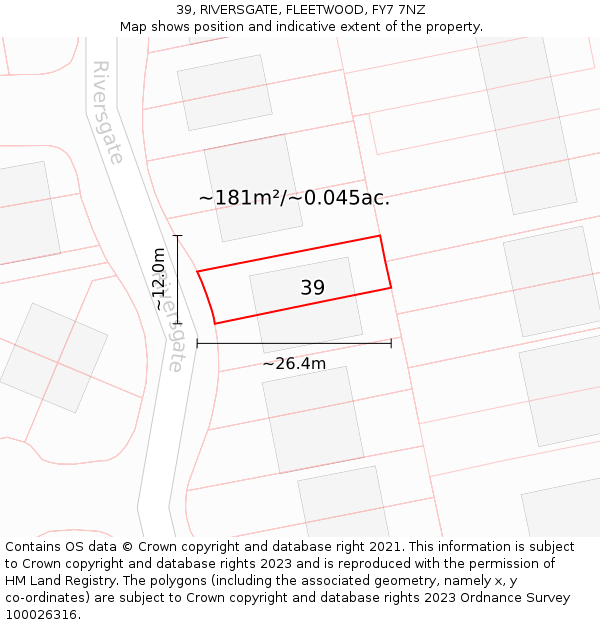 39, RIVERSGATE, FLEETWOOD, FY7 7NZ: Plot and title map
