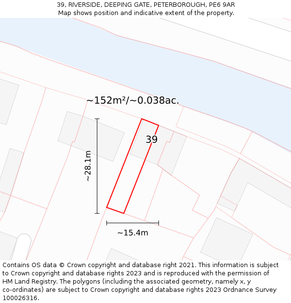 39, RIVERSIDE, DEEPING GATE, PETERBOROUGH, PE6 9AR: Plot and title map