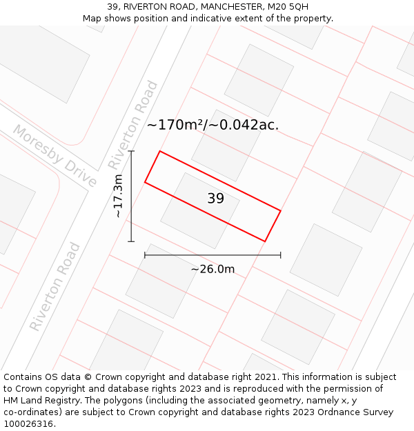 39, RIVERTON ROAD, MANCHESTER, M20 5QH: Plot and title map