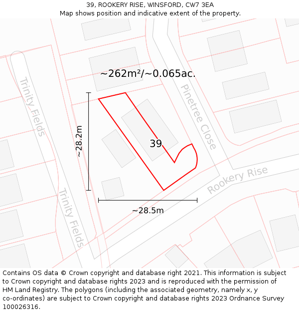 39, ROOKERY RISE, WINSFORD, CW7 3EA: Plot and title map