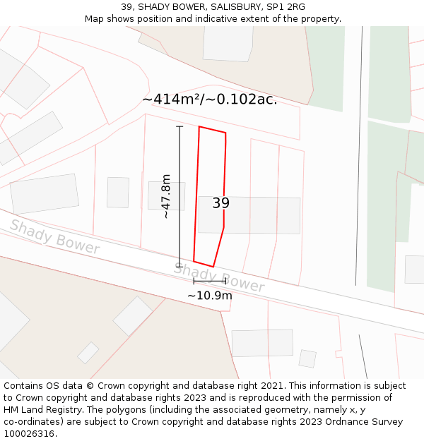 39, SHADY BOWER, SALISBURY, SP1 2RG: Plot and title map