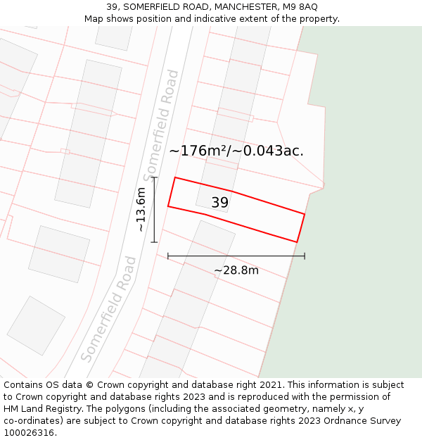 39, SOMERFIELD ROAD, MANCHESTER, M9 8AQ: Plot and title map