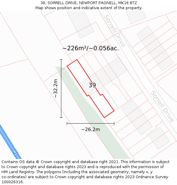 39, SORRELL DRIVE, NEWPORT PAGNELL, MK16 8TZ: Plot and title map