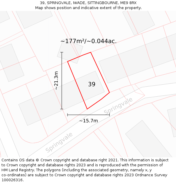 39, SPRINGVALE, IWADE, SITTINGBOURNE, ME9 8RX: Plot and title map