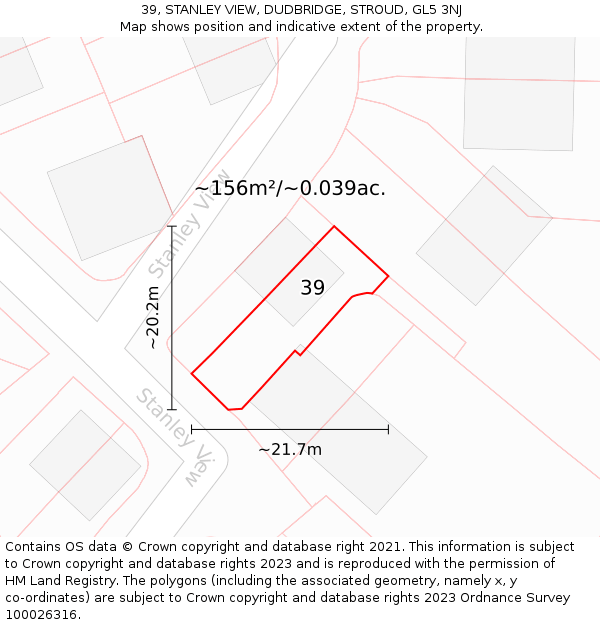 39, STANLEY VIEW, DUDBRIDGE, STROUD, GL5 3NJ: Plot and title map