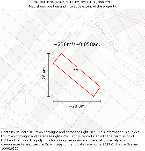 39, STANTON ROAD, SHIRLEY, SOLIHULL, B90 2DU: Plot and title map