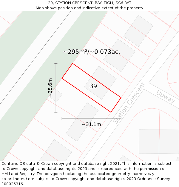 39, STATION CRESCENT, RAYLEIGH, SS6 8AT: Plot and title map