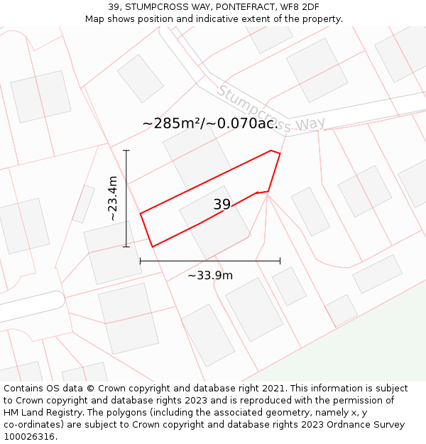 39, STUMPCROSS WAY, PONTEFRACT, WF8 2DF: Plot and title map