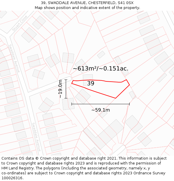 39, SWADDALE AVENUE, CHESTERFIELD, S41 0SX: Plot and title map