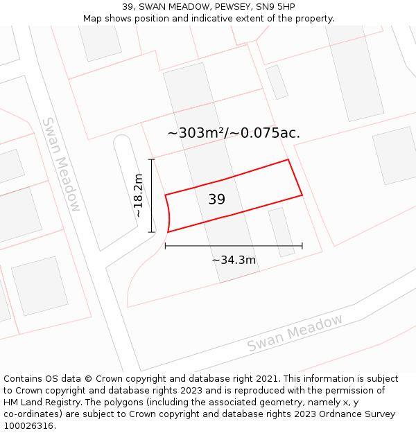 39, SWAN MEADOW, PEWSEY, SN9 5HP: Plot and title map