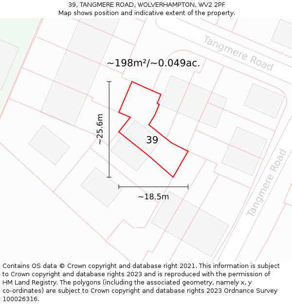 39, TANGMERE ROAD, WOLVERHAMPTON, WV2 2PF: Plot and title map