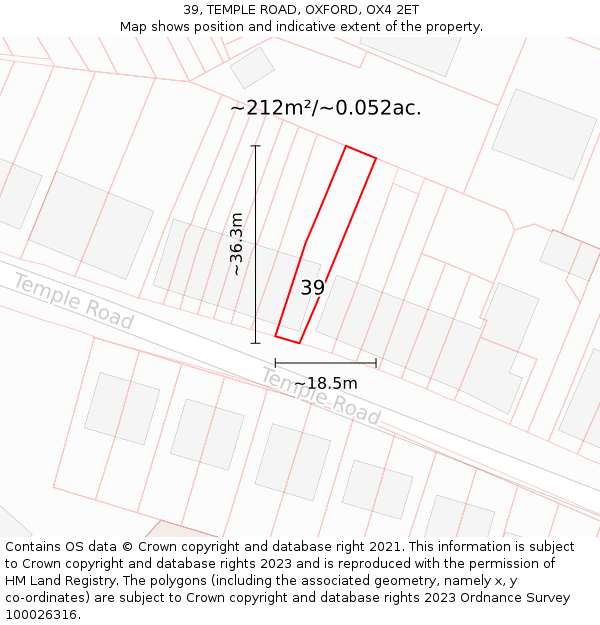 39, TEMPLE ROAD, OXFORD, OX4 2ET: Plot and title map