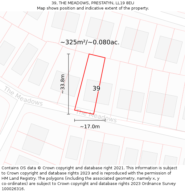 39, THE MEADOWS, PRESTATYN, LL19 8EU: Plot and title map